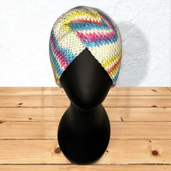 Handmade Knit Twist Ear Warmers Handcrafted Headband Flapper Girl - Picture 1 of 9